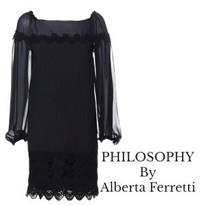 PHILOSOPHY by Alberta Ferretti Shift Short Dress Square Neckline Size 6